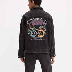 Levi's LGBT Pride Liberation Trucker Jacket Radical Love Black Denim Men's L